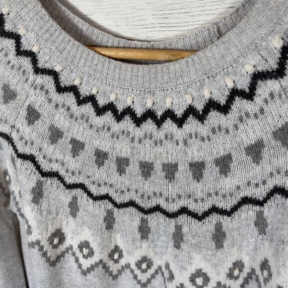 H&M Sweater Womens Light Size XS Gray Alpaca Wool Fair Isle Comfy Cozy Fall Wear - Picture 5 of 13